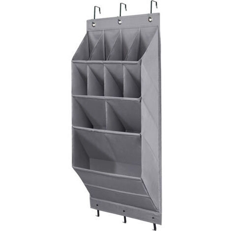 Organisateur de chaussures à suspendre à la porte, avec grand compartiment, support mural pour placard, organisateur de porte à 11 compartiments, gris, lot de 1 (1/5)
