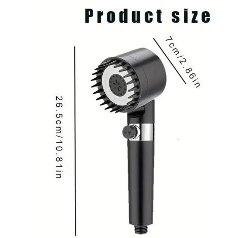 Pommeau de douche portable à pression réglable, 3 niveaux de débit, pommeau de douche massant rond, jet de douche, buse de douche, accessoire de salle de bain (1/5)