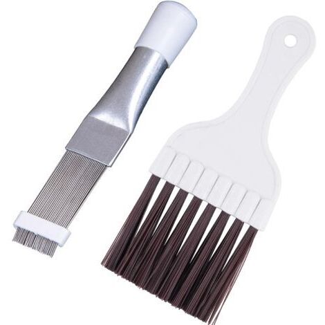 Lot de 2 brosses de nettoyage pour ailettes de condenseur de climatiseurs et nettoyant pour ailettes de climatiseur en acier inoxydable, fouet pour nettoyer les serpentins de réfrigérateur, brosse mét (1/5)