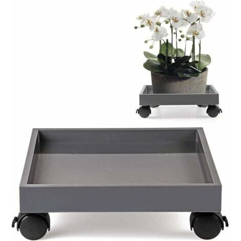 Support à roulettes pour pots de fleurs, support à plantes à roulettes, soucoupe en ABS, pour déplacer les pots de fleurs, fleurs de terrasse, capacité de charge 50 kg (carré) (1/5)