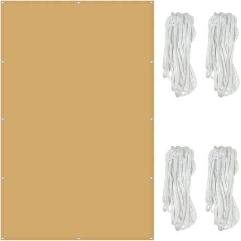 Voile d'ombrage rectangulaire, 2 x 3 m, imperméable, protection UV 98 %, avec cordes de 1,5 m pour une utilisation extérieure, jardin, terrasse, couleur crème (1/5)