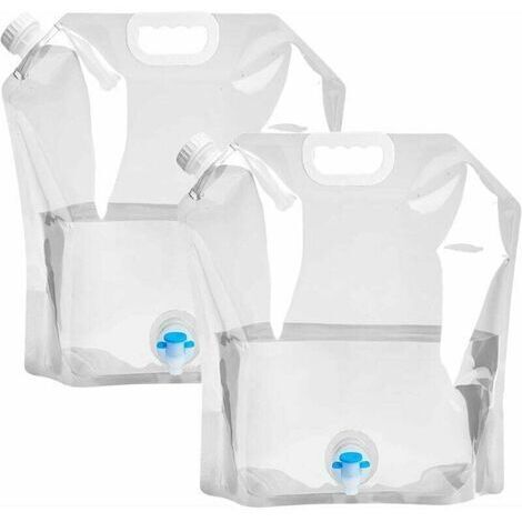 Lot de 2 sacs à eau pliables en PE, contenants d'eau pliables, sacs de stockage d'eau, bidons d'eau potable grande capacité de 10 L, sacs à eau portables pour voiture avec R (1/5)
