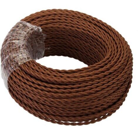 Câble électrique textile de 10 m, câble tressé rétro, 2 conducteurs, câble en cuivre recouvert de lin (2 x 0,75 mm²), pour lampe suspendue/café DIY (1/5)