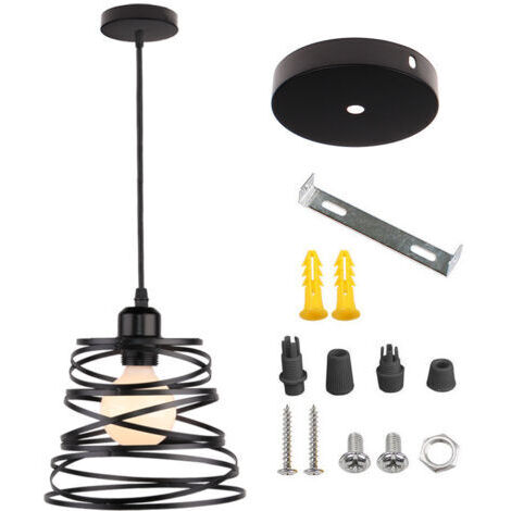 Suspension rétro en métal E27 noire style industriel. (1/5)