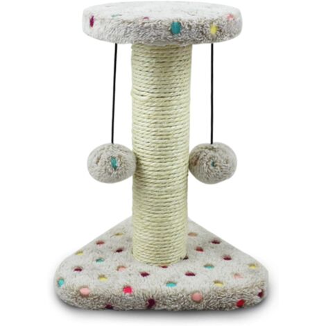 Poteau à gratter en sisal pour petits chats, tour d'escalade pour chatons, poteau à gratter, arbre à grimper, tour de jeu avec jouet suspendu pour chats, marron, 22 x 20 x 28 cm. (1/5)