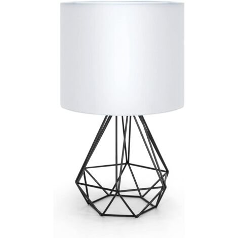 Lampe à poser, Lampe de chevet, lampe de table moderne au design creux, lampe de bureau avec abat-jour en tissu blanc et base en métal, douille E14