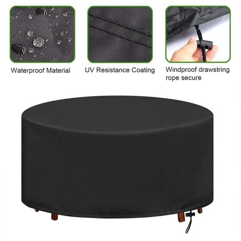 Housse de protection pour table de jardin ronde, imperméable, coupe-vent, anti-UV, pour table circulaire 4-6 places, 128 x 71 cm