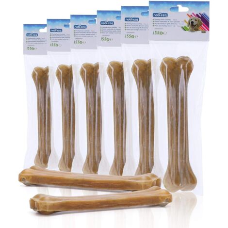 Os à mâcher pour chien, 20 cm x 6 pièces, os en peau de bœuf 100% naturels, adaptés aux chiens de grande taille, riches en protéines. (1/5)