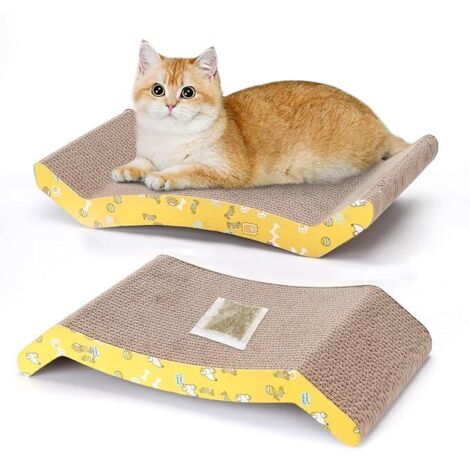Carton à gratter Cat Griffoir double face en carton durable , idéal pour jouer à l'intérieur, multicolore (lot de 2) (1/5)
