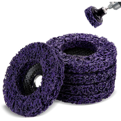SJLERST Lot de 5 Disques Abrasifs pour Meuleuse 100 mm 60 Poly Strip Disc Outil de Nettoyage pour Enlever Rouille/Peinture/Ecaillage,Violet (1/5)