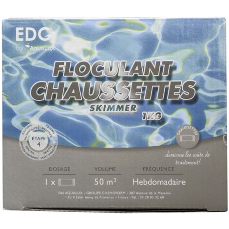 EDG – Floculant spécial skimmer en chaussettes – Boîte de 8 cartouches 125g – Améliore la filtration et neutralise les phosphates (1/6)