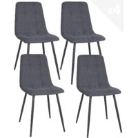 Ensemble de 4 chaises de salle à manger en tissu matelassé DILA (beige)