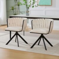 Fauteuil 1 Place - Fauteuil en Velours Moderne avec Rotation 180° et Assise Confortable, Pieds en Métal, Velours Côtelé Ivoire