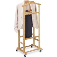 Bamboo Legs Coat Rack: Solid Clothes Rack with Stable Base, Cloakroom, Entrance Coat Holder, Maximum Load 15 kg, Ideal for Home, Bedroom, Living Room – 155 x 38 x 30.5 cm – Original Colour
