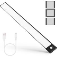 2PCS Éclairage Placard LED Détecteur Mouvement Jinlaili - Bande Magnétique 10 LED Veilleuse Sans Fil Blanc Chaud