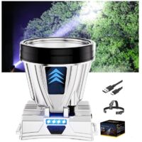 Lampe frontale LED rechargeable, 1200 mAh x 2, 40 LED avec 3 modes de puissance – lumière blanche