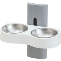 Distributeur de croquettes double amovible pour chats - Distributeur mural pour chiens - Distributeur de croquettes pour chats - Distributeur de croquettes pour chatons - Distributeur de croquettes po