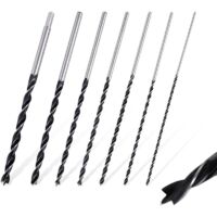 Ensemble de 7 forets hélicoïdaux longs de 300 mm pour bois, diamètres de 4 à 12 mm, pour bois tendre et dur.