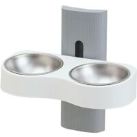 Distributeur de croquettes double amovible pour chats - Distributeur mural pour chiens - Distributeur de croquettes pour chats - Distributeur de croquettes pour chatons - Distributeur de croquettes po