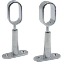 Barcelona Support Tringle Penderie 2 Support pour Barre Penderie Ovale Hauteur 41 à 105mm Zinc-Aluminium Support Central de Tube pour Armoire Penderie Vetement, Tringle Rideau Plafon