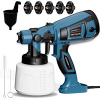 800W Pistolet à Peinture, HVLP Pistolet Peinture Electrique avec Réservoir 1400ML, Pulvérisateurs de Peinture pour Clôture avec 5 Buses et 3 Motifs pour Armoires, Abri de Jardin, Plafonds, Clôtures