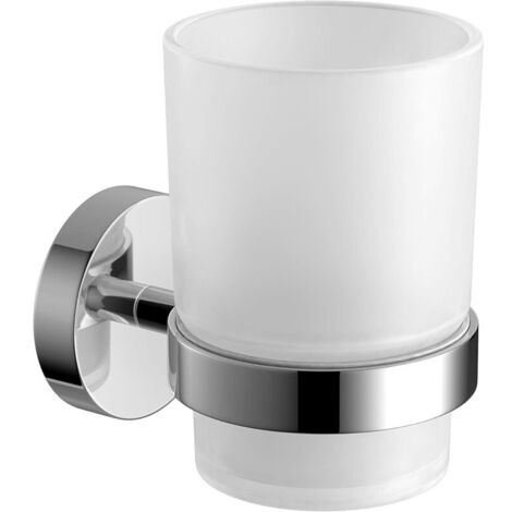 Moderne chromé porte-gobelet brosse à dents mural, accessoire salle de bain carré
