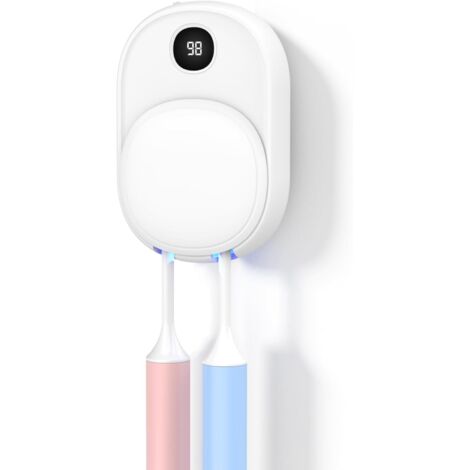 Porte Brosse à Dents Mural avec Stérilisation UV-C & Ventilation de Séchage – Support pour 2 Brosses à Dents, sans Perçage, Rechargeable USB, Rangement Hygiénique de Voyage pour Salle de Bai (1/4)