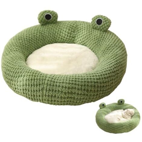 Lit pour chat - Coussin pour chat - Panier en forme de donut - Chaud et doux - En forme de grenouille avec dessous antidérapant - Beau lit pour chats et petits chiots (taille M - 50 cm, rond)