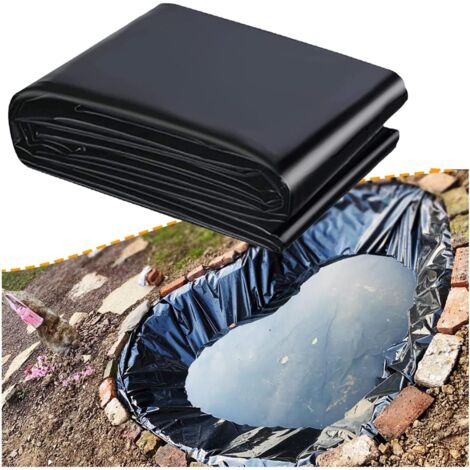 Revêtement De Bassin en HDPE Noir Bâche D'étang 0.12mm Flexibilité Doublure pour Bassin Liner Bassin Membrane Étanche pour Petits Étangs, Bassins À Poissons, 1x1m 2x5m 3x8m 5x7m(Taille:3x4.0m)