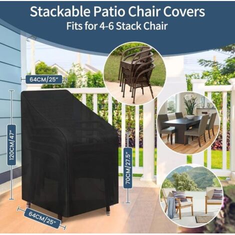 Housse de Chaise de Jardin Housse de Protection pour chaises empilables imperméable Tissu Oxford Housse64 x 64 x 120 cm (1/5)