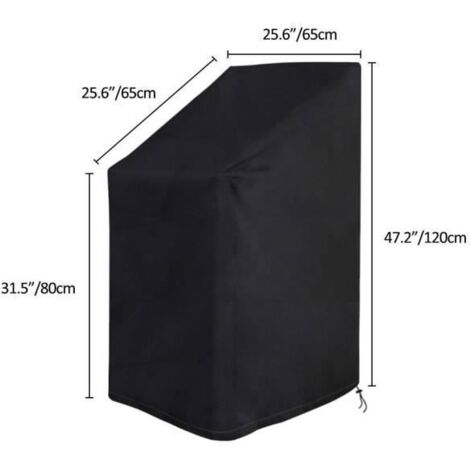 Housse de Protection pour Chaise de Jardin Empilables Imperméable YANGBAGA 65 x 65 x 80/120 cm noir HOUSSE POUR MEUBLES DE JARDIN (1/5)