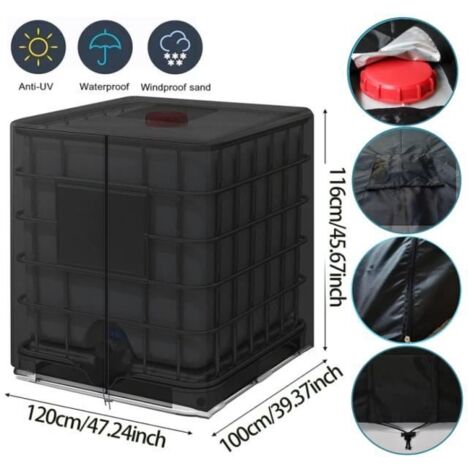 Bâche Réservoir d'eau IBC 1000 L Couverture Container Citerne Eau Pluie avec Fermeture éclair Coupe-Vent Anti-UV 420D (1/5)