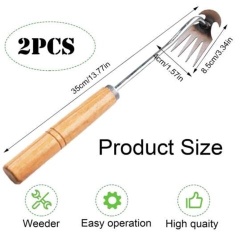 2pcs Désherbeur À Main Outils,Outil de Désherbage Manuel,Inoxydable Extracteur de Mauvaises,Extracteur de Désherbage pour Jardin (1/5)