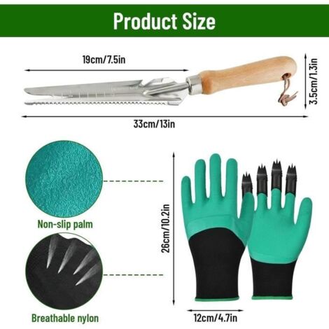 Désherbeur Manuel - Multifonctionnel - Acier Inoxydable - Avec Gants - Outil de Jardinage (1/5)