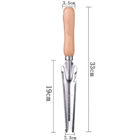 Outil de Désherbage Manuel - - - manche en bois couleur bois d'origine - Comme montré - acier inoxydable (1/5)