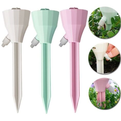 Lot de 6 pointes d'arrosage automatique pour plantes, valve à libération lente, volume d'eau réglable, goutte à goutte, plantes