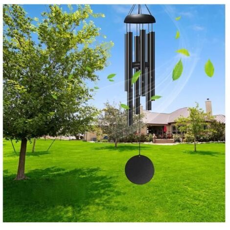 Carillon éolien commémoratif pour extérieur, grand carillon en aluminium pour jardin, cour, maison, intérieur noir (1/5)