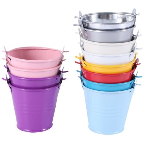 12 pièces Jardinières Mini Seaux en Métal pour Fleurs Décoration de Table (Couleur Aléatoire) (1/4)