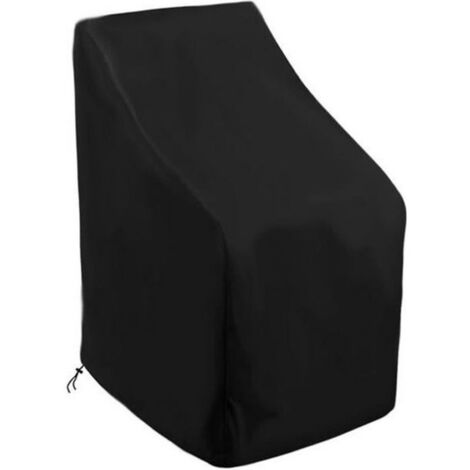 Housse de Protection Imperméable pour Chaise de Jardin Empilable, avec Cordon Intégré en Oxford 210D - Noir - 65x65x80/120 cm (1/4)