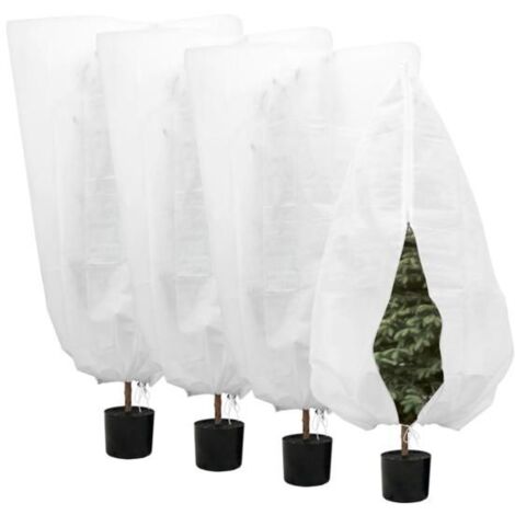 Lot de 4 housses d'hivernage pour plantes extérieures 100 x 120 cm, avec cordon de serrage et fermeture éclair. (1/5)