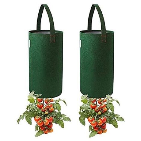 2 Porte-tomates suspendu pour cultiver herbes et fleurs, pot de fleurs, sac à tomates, Vert