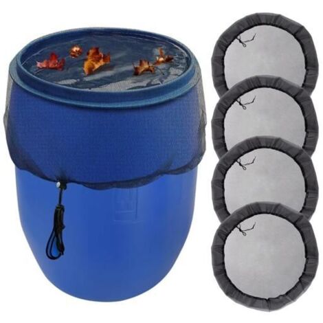 4 Pièces Filet pour Citerne d'Eau de Pluie, 95cm Filet de Protection pour Récupérateur d'Eau, Housse pour Tonneau de Pluie avec Cord (1/5)