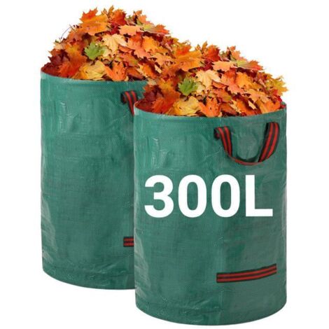 Sacs de jardin robustes 300L - Lot de 2, réutilisables avec poignées et imperméables. (1/5)