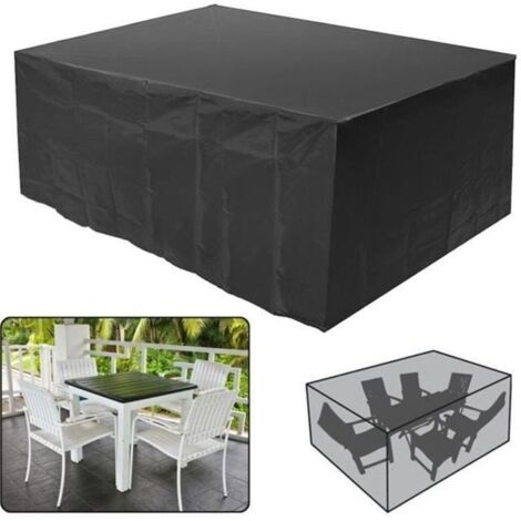 TEMPSA Housse de Protection Étanche pour Meubles de Jardin, Table, Banc Extérieurs - Bâche Couvercle Noir 210x140x80 cm (1/5)
