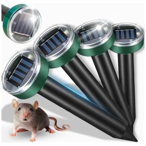 Lot de 4 répulsifs anti-taupes à ultrasons. Fréquence variable de 400 à 1000 Hz. Efficace sur plusieurs centaines de mètres. (1/5)