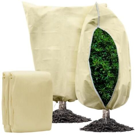 Voile d'hivernage pour plantes extérieures, lot de 2 housses de protection pour pots, 80 x 120 cm contre le froid et le gel. (1/5)