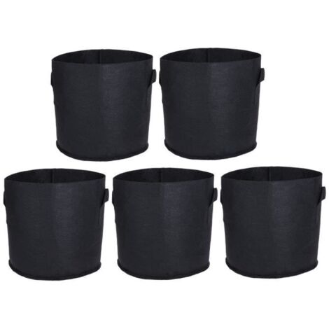 5 pièces / pack Tissu noir pour pots de plantes respirants, sacs de culture intelligente 5 gallons (1/4)