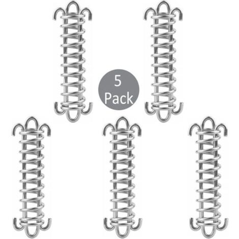 Fixations d'ombrage pour voile, 5 pièces boucles de corde à ressort en acier inoxydable pour tente, kit d'attache pour voile. (1/5)