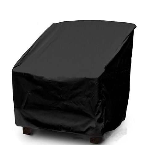 Housse de chaise de jardin imperméable en tissu Oxford noir, pour fauteuils empilables. (1/3)