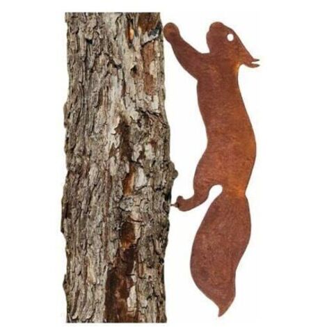 Écureuil pour Arbre - Décoration de Jardin en Métal - 30 cm - Patine Rouille Naturelle (1/4)
